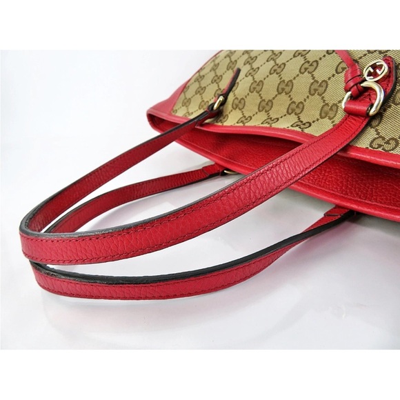 Gucci Red and Tan Signature Tote - Picture 7 of 15